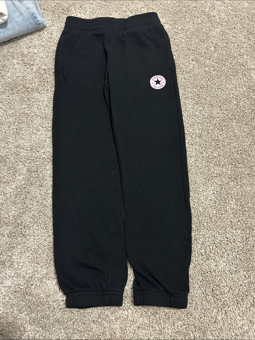 Converse Black Joggers with Pink Star Logo